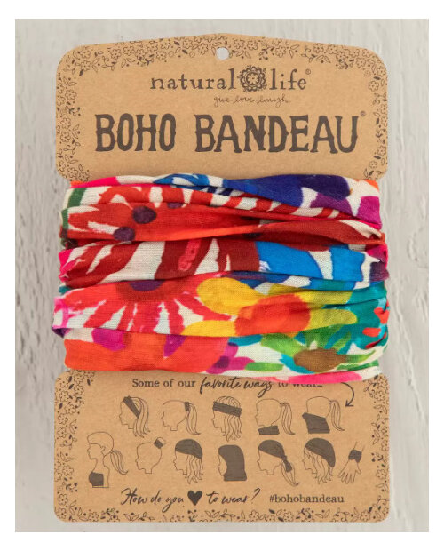 Natural Life Boho Bandeau Headband Bright Floral Garden
