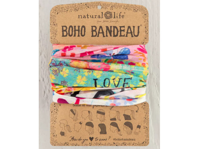 Natural Life Boho Bandeau Headband Rainbow Love