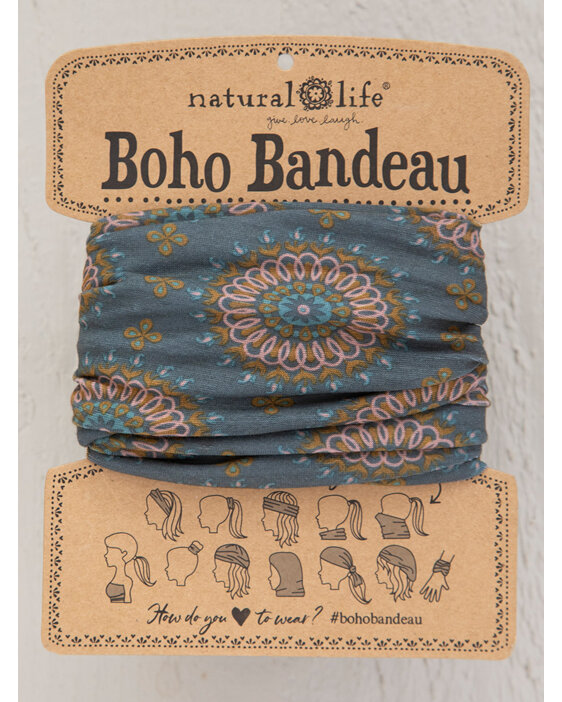 Natural Life Boho Bandeau Sage Gold Medallion hair headband buff