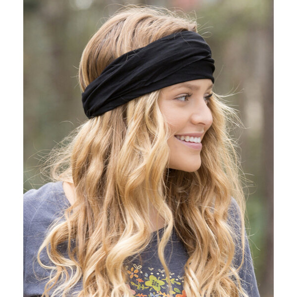 Natural Life Boho Bandeau Solid Black Headband 123