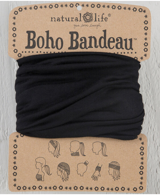 Natural Life Boho Bandeau Solid Black Headband