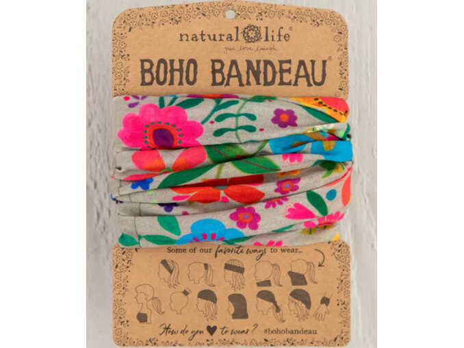 Natural Life Boho Bandeau Taupe Folk Flower hair headband her