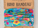 Natural Life Boho Bandeau Teal Folk Flower hair headband scarf buff