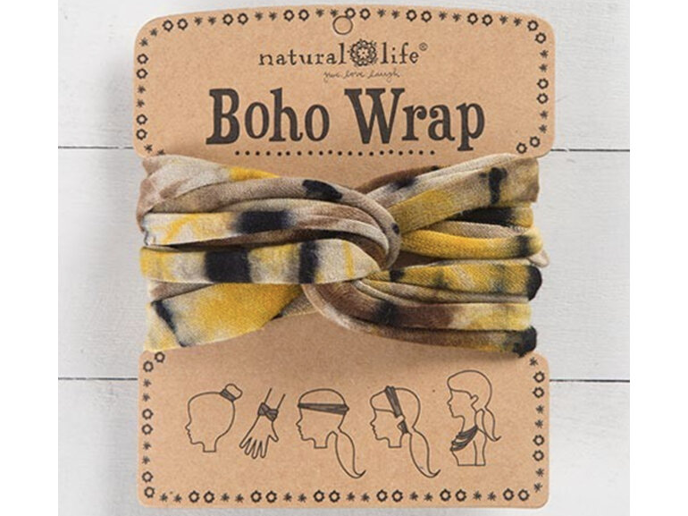 Natural Life Boho Wrap Tie Dye Brown Yellow