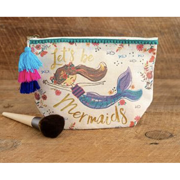 Natural Life Canvas Cosmetic Pouch Lets be Mermaids