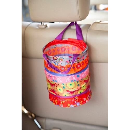 Natural Life Car Pop Up Rubbish Holder Red Bright Stripes