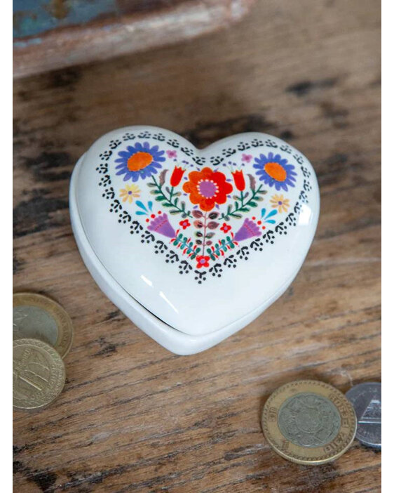 Natural Life Ceramic Heart Trinket Box - You Make The World a better place just