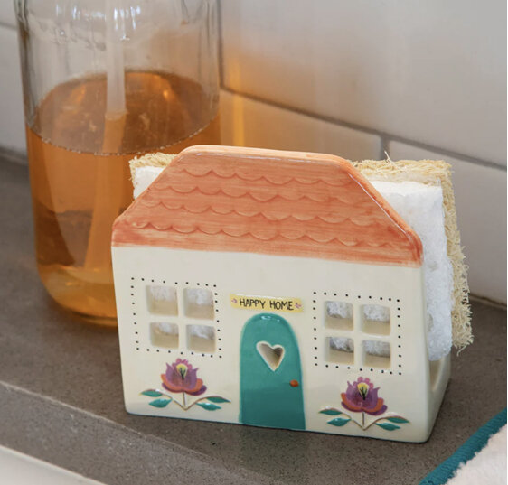Natural Life Ceramic Sponge Holder Happy Home