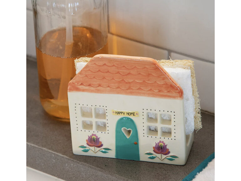 Natural Life Ceramic Sponge Holder Happy Home