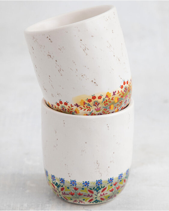 Natural Life Ceramic Tumbler Mugs, Set of 2 - Good Day