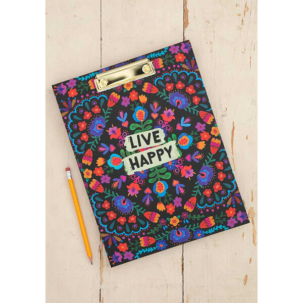 Natural Life Clipfolio Folder with Notepad Live Happy