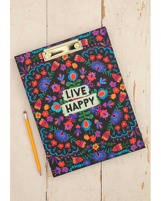 Natural Life Clipfolio Folder with Notepad Live Happy