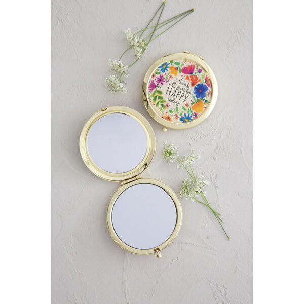 Natural Life Compact Mirror - Be Happy Today