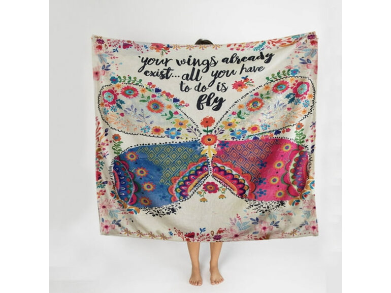 Natural Life Cozy Blanket Your Wings Exist butterfly empowerment teen