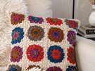 Natural Life Crochet Pillow Square Cream wool handcraft boho