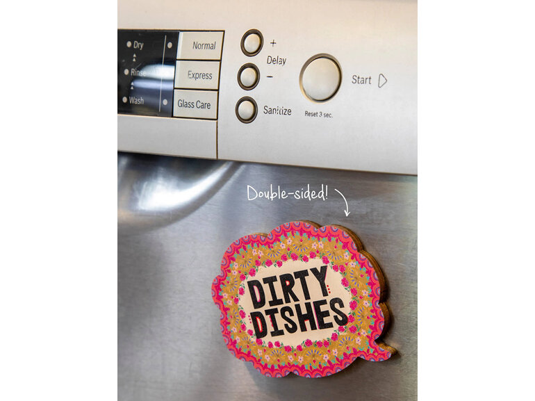 Natural Life Dishwasher Floral Clean Dirty Double Sided Magnet