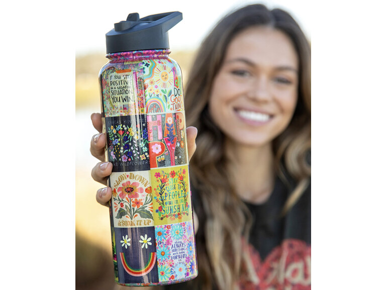 Natural Life Extra Large Stainless Steel Water Bottle Patchwork 1.1L