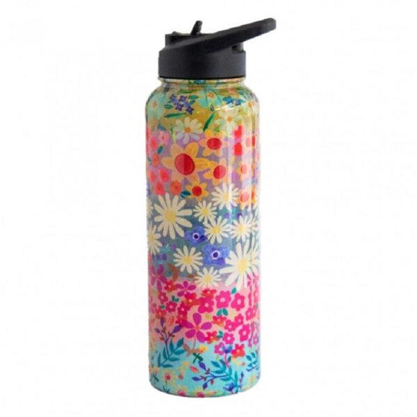 Natural Life Extra Large Water Bottle Wildflower Border