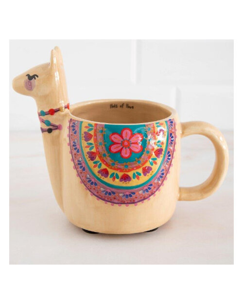 Natural Life Folk Art Mug Llama Blush
