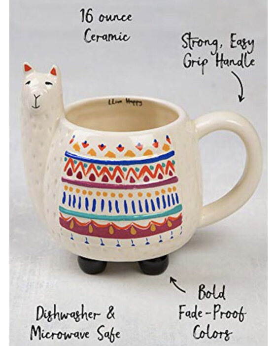 Natural Life Folk Mug Llama Llive Happy