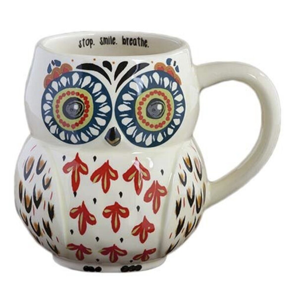 Natural Life Folk Mug Owl Stop, Smile, Breathe