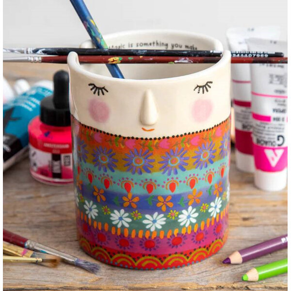 Natural Life Folk Painter's Cup Lady