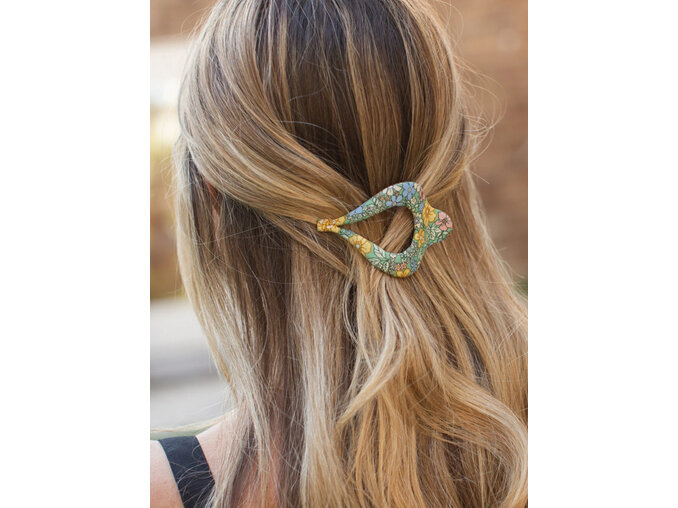 natural life hair clip floral boho green