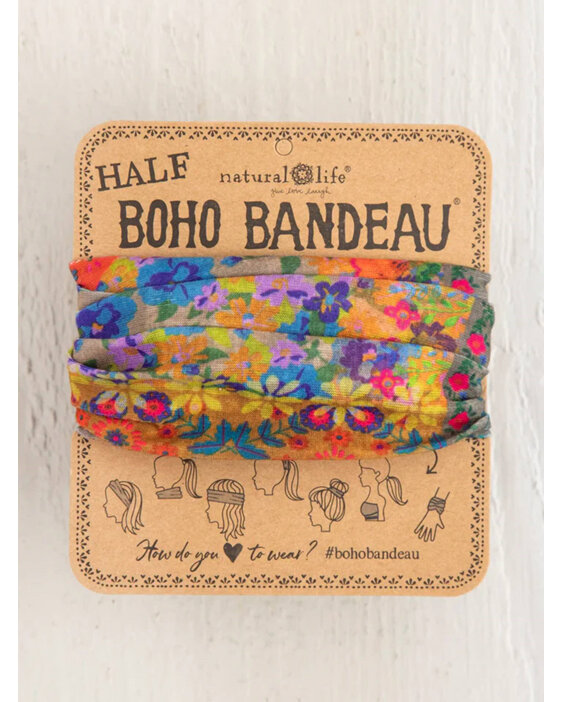 Natural Life Half Boho Bandeau Folk Flower hair headband