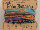 Natural Life Half Boho Bandeau Navy Floral Border hair scarf buff