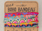 Natural Life Half Boho Bandeau Pink Mustard Floral Border hair headband scarf