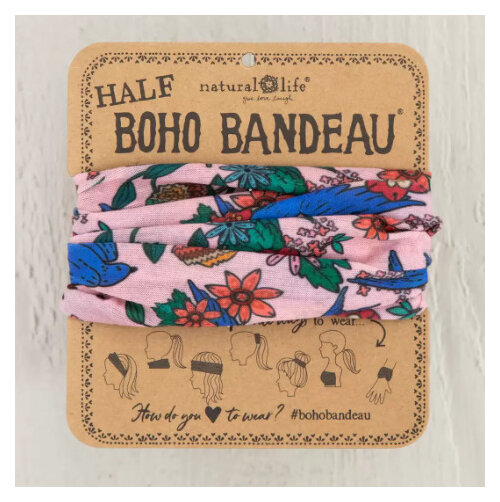 Natural Life Half Boho Bandeau Swallows Pink hair headband her fashion