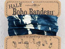 Natural Life Half Boho Bandeau Tie Dye Indigo Cream hair headband BBW188