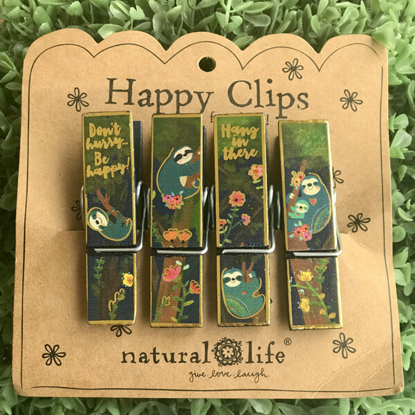 Natural Life Happy Clips for Chips Hang in There Sloth Set 4
