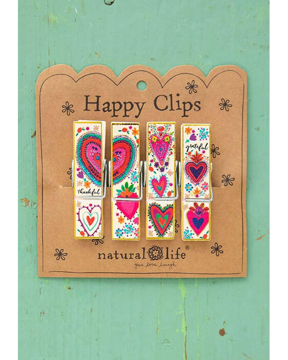Natural Life Happy Clips for Chips Hearts Thankful Grateful Set 4