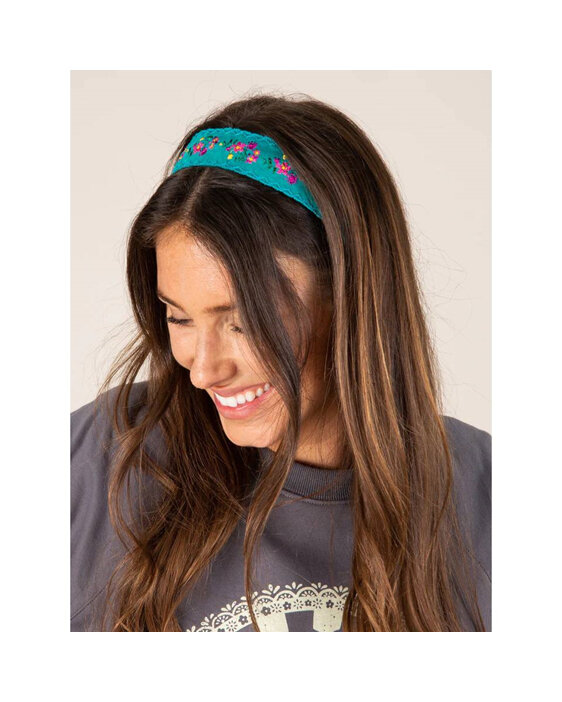 Natural Life Headband Embroidered Velvet Turquoise hair