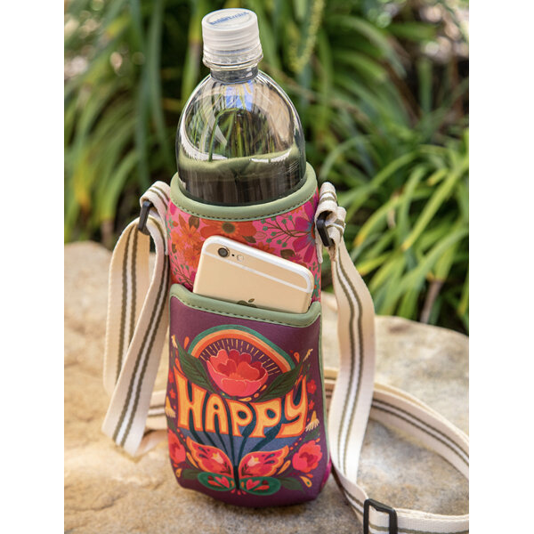Natural Life Insulated Water Bottle Carrier Happy