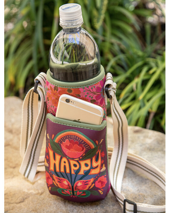 Natural Life Insulated Water Bottle Carrier Happy