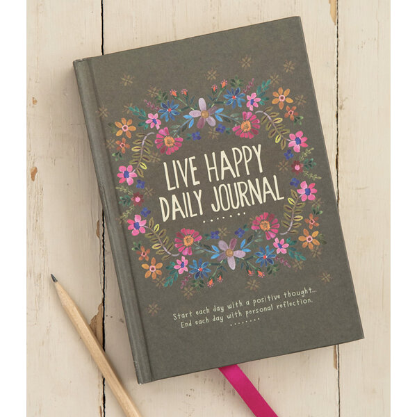 Natural Life Live Happy Daily Journal with Prompts