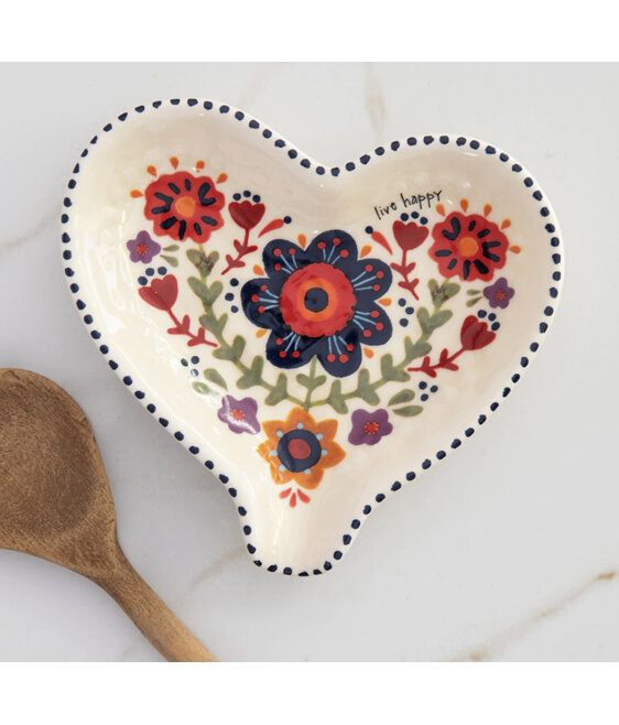 Natural Life Live Happy Heart Spoon Rest
