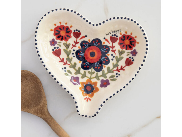 Natural Life Live Happy Heart Spoon Rest
