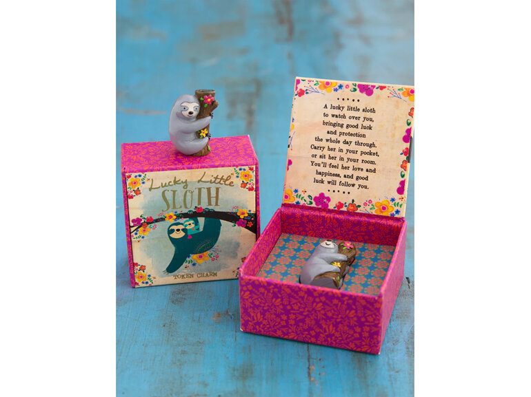 Natural Life Lucky Charm in a Box Sloth gesture keepsake