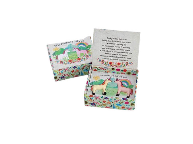 Natural Life Lucky Charm Pair in a Box Unicorns Set of 2