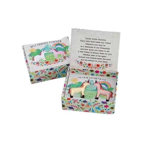 Natural Life Lucky Charm Pair in a Box Unicorns Set of 2