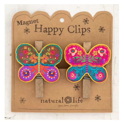 Natural Life Magnet Happy Clips Butterflies Set of 2