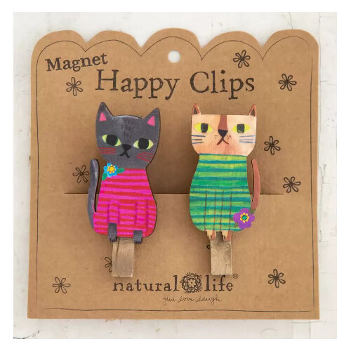 Natural Life Magnet Happy Clips Cats Set of 2
