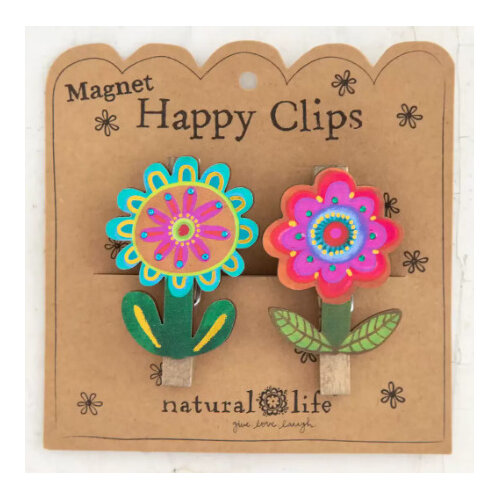 Natural Life Magnet Happy Clips Flowers Set of 2