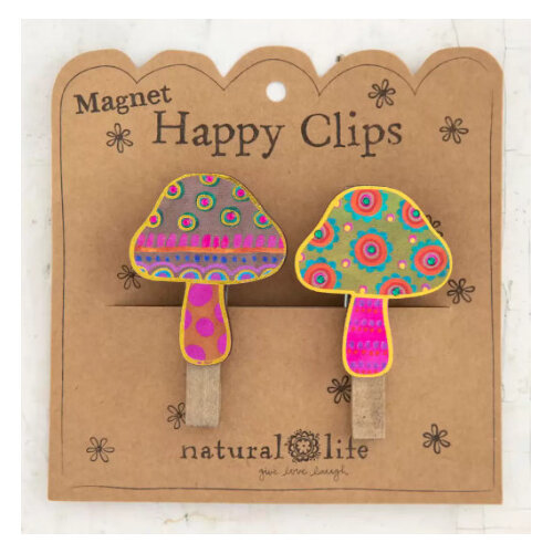 Natural Life Magnet Happy Clips Mushrooms Set of 2