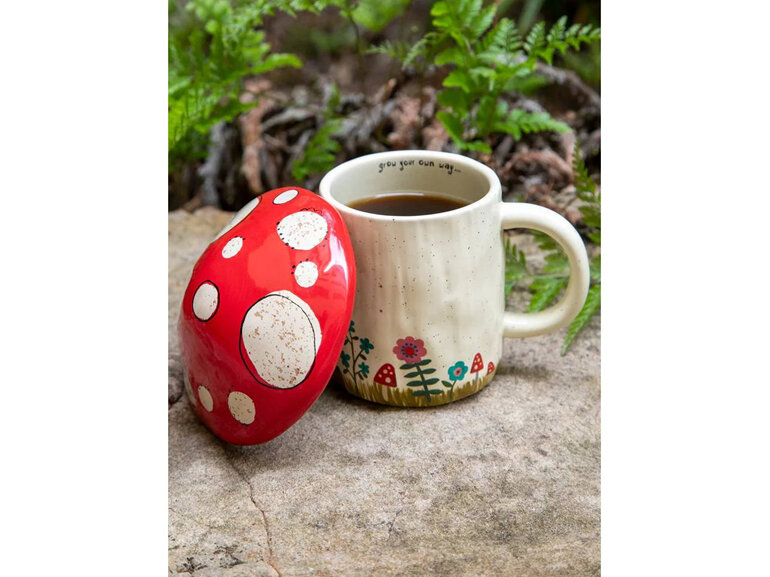 Natural Life Mushroom Mug with Lid Grow Your Own Way