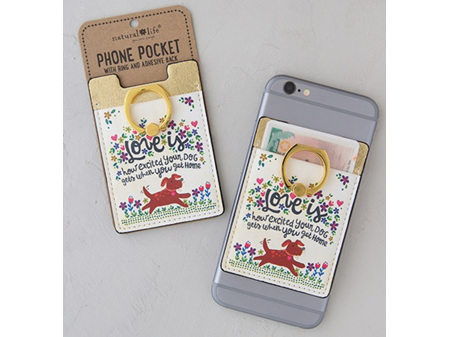 Natural Life Phone Pocket with Ring Love Dog