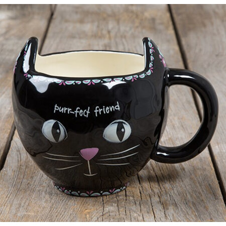 Natural Life Purr-fect Friend Cat Folk Art Mug